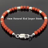 Men's Women Red Jasper Stone Sterling Silver Bracelet Natural Gemstone DiyNotion Handmade BR960