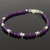 Men's Women Amethyst Sterling Silver Bracelet Natural Gemstone DiyNotion Handmade BR961