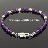 Men's Women Amethyst Sterling Silver Bracelet Natural Gemstone DiyNotion Handmade BR961