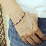 Men's Women Amethyst Sterling Silver Bracelet Natural Gemstone DiyNotion Handmade BR961