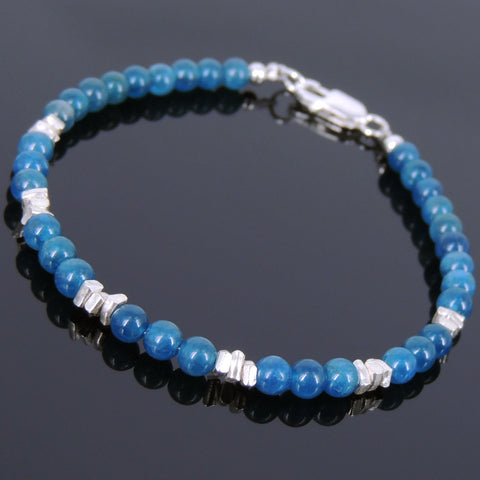 Men's Women Natural Apatite Sterling Silver Bracelet Natural Gemstone DiyNotion Handmade BR96
