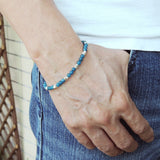 Men's Women Natural Apatite Sterling Silver Bracelet Natural Gemstone DiyNotion Handmade BR96