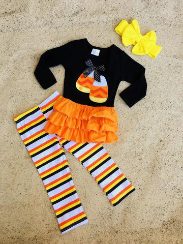 Stripe Candy Corn Boutique Set