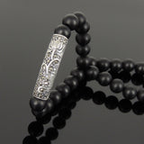 Men's Women Matte Black Onyx Bracelet 925 Stamp Sterling Silver Lotus Charm DiyNotion Handmade BR946