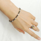 Men's Women Gold Pyrite Sterling Silver Bracelet Natural Gemstone DiyNotion Handmade BR966