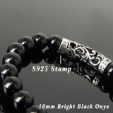 Men Women Bright Black Onyx Bracelet 925 Stamp Sterling Silver Lucky Charm DiyNotion Handmade BR965
