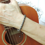 Men's Women Hematite Adjustable Braided Bracelet 925 Sterling Silver Spacers DiyNotion BR856