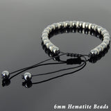 Men's Women Hematite Adjustable Braided Bracelet 925 Sterling Silver Spacers DiyNotion BR856