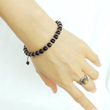 Men's Women Golden Obsidian Adjustable Braided Bracelet 925 Sterling Silver Spacers DiyNotion BR858