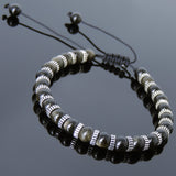 Men's Women Golden Obsidian Adjustable Braided Bracelet 925 Sterling Silver Spacers DiyNotion BR858