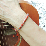 Men's Women Red Jasper Stone Adjustable Braided Bracelet 925 Sterling Silver Spacers DiyNotion BR859