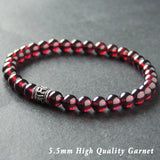 Men's Women Garnet 925 Sterling Silver Bracelet AAA Gemstone OM Bead DiyNotion Handmade BR780