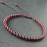 Men's Women AAA Garnet Adjustable Braided Bracelet DiyNotion Handmade BR810