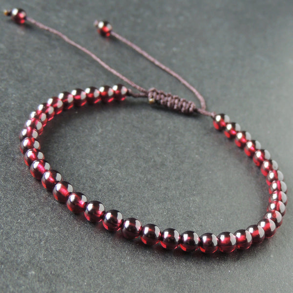 Men's Women AAA Garnet Adjustable Braided Bracelet DiyNotion Handmade BR810