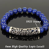 Men Women Lapis Lazuli Bracelet 925 Stamp Sterling Silver Lucky Charm DiyNotion Handmade BR967