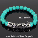 Men Women Turquoise Bracelet 925 Stamp Sterling Silver Lucky Charm DiyNotion Handmade BR968