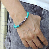 Men Women Turquoise Bracelet 925 Stamp Sterling Silver Lucky Charm DiyNotion Handmade BR968