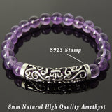 Men Women High Quality Amethyst Bracelet 925 Stamp Sterling Silver Lucky Charm DiyNotion Handmade BR972