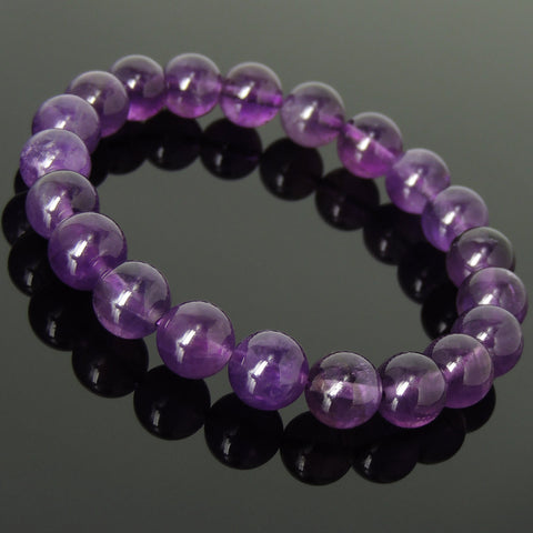 Men's Women Natural Amethyst Bracelet Grade AA Healing Gemstone Crystal Healing DiyNotion BR980