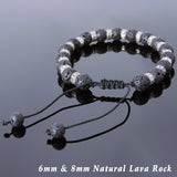 Men's Women Lava Rock Adjustable Braided Bracelet 925 Sterling Silver OM Spacers DiyNotion BR860