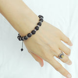 Men's Women Lava Rock Adjustable Braided Bracelet 925 Sterling Silver OM Spacers DiyNotion BR860