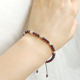 Men's Women AAA Garnet Adjustable Braided Bracelet 925 Sterling Silver Nugget Beads DiyNotion BR958