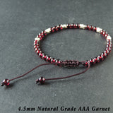 Men's Women AAA Garnet Adjustable Braided Bracelet 925 Sterling Silver Nugget Beads DiyNotion BR958