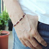 Men's Women AAA Garnet Adjustable Braided Bracelet 925 Sterling Silver Nugget Beads DiyNotion BR958