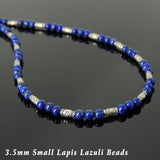 Men's Women Lapis Lazuli Necklace with 925 Sterling Silver Handmade 5x2mm Barrel Beads DiyNoion Handmade NK132