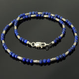Men's Women Lapis Lazuli Necklace with 925 Sterling Silver Handmade 5x2mm Barrel Beads DiyNoion Handmade NK132