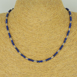 Men's Women Lapis Lazuli Necklace with 925 Sterling Silver Handmade 5x2mm Barrel Beads DiyNoion Handmade NK132