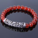 Men Women Red Agate Bracelet 925 Stamp Sterling Silver Lucky Charm DiyNotion Handmade BR973