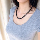 Men's Women Black Onyx Brown Tiger Eye Sterling Silver Necklace Gemstone Beads Clasp DiyNoion Handmade NK133