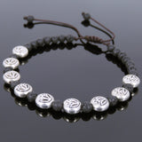 Men's Women Lava Rock Adjustable Braided Bracelet Tibetan Silver Lotus Beads DiyNotion T240
