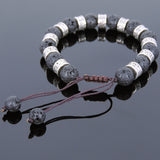 Men's Women Lava Rock Adjustable Braided Bracelet Tibetan Silver Buddhism Spacers DiyNotion T241