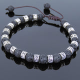 Men's Women Lava Rock Adjustable Braided Bracelet Tibetan Silver OM Buddhism Spacers DiyNotion T243