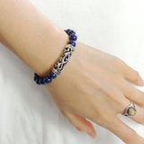 Handmade Men Women Gemstone Bracelet Lapis Gemstone 925 Sterling Silver Lucky Charm DiyNotion BR268