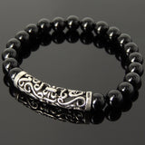 Men Women Bright Black Onyx Bracelet 925 Stamp Sterling Silver Celtic Charm DiyNotion Handmade BR977