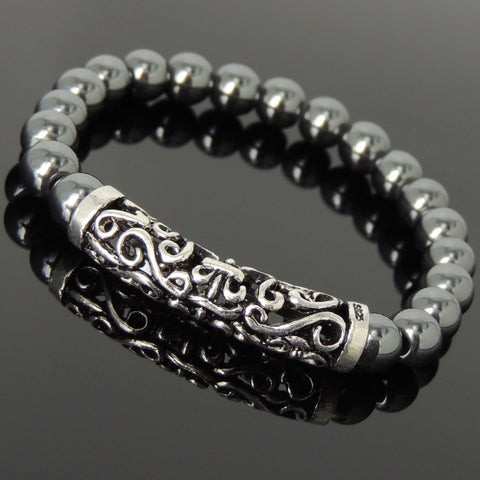Men Women Hematite Bracelet 925 Stamp Sterling Silver Celtic Charm DiyNotion Handmade BR978