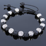 Men's Women Lava Rock Adjustable Braided Bracelet Tibetan Silver Taiji Beads DiyNotion T246