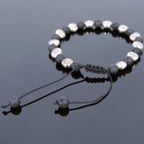 Men's Women Lava Rock Adjustable Braided Bracelet Tibetan Silver Lotus Beads DiyNotion T248
