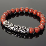 Men Women Red Jasper Stone Bracelet 925 Stamp Sterling Silver Celtic Charm DiyNotion Handmade BR979