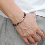 Men's Women Garnet Adjustable Braided Bracelet 925 Stamp Sterling Silver Lucky Charm DiyNotion BR982