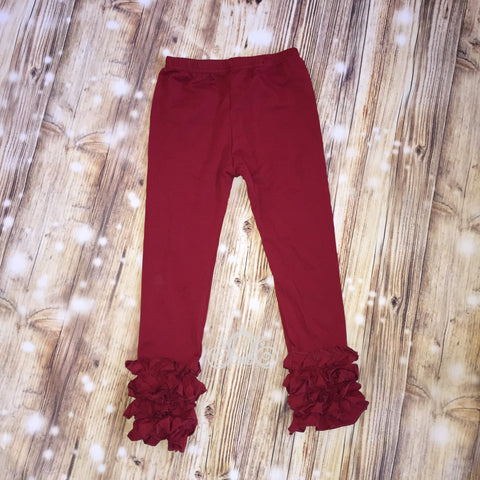 Maroon Ruffle Legging