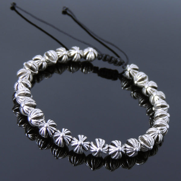 Men's Women Adjustable Braided Bracelet Tibetan Silver Cross Beads DiyNotion T251