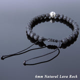 Men's Women Lava Rock Adjustable Braided Bracelet Tibetan Silver Bead DiyNotion T253