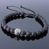 Men's Women Lava Rock Adjustable Braided Bracelet Tibetan Silver Bead DiyNotion T253