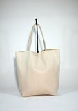 Shopping Bag Leather Tote Bag  Creme Color Bag Leather Shopper Leather Leather Travel Bag Italian Leather Bag Made in Italy Bag