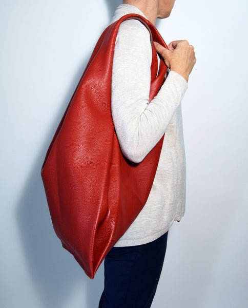 Hobo Bag Leather Womens Bag Large Hobo Bag Leather Shopper Red Shopping Bag Tote Bag Travel Bag Italian Leather Bag Made in Italy Bag