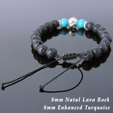 Men's Women Lava Rock Enhanced Turquoise Adjustable Braided Bracelet Tibetan Silver Lotus Bead DiyNotion T258